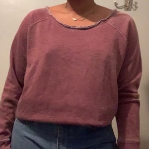 Frayed scoop neck